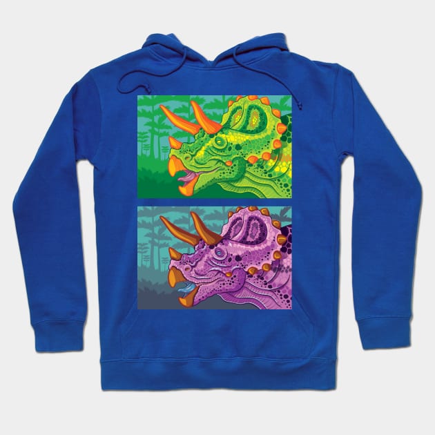 Triceratops (lime + grape) Hoodie by JenniferSmith